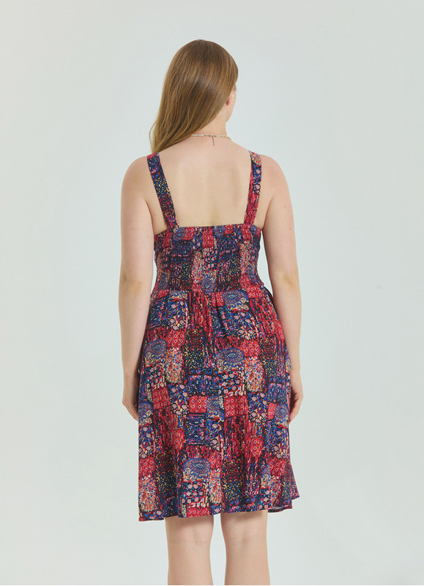 V Neck Robe Red Plus Size Dress 4588